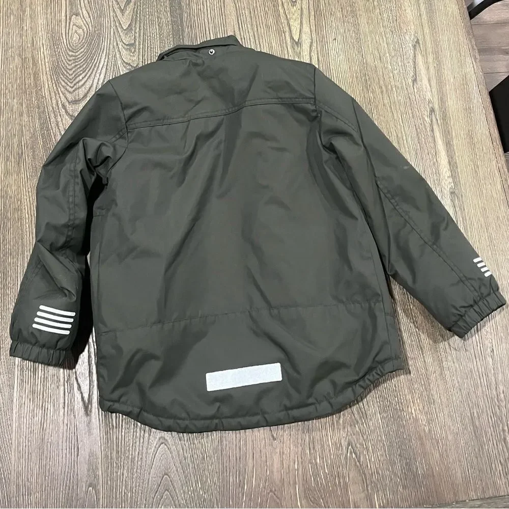 H&M Boys Windbreaker Jacket Full-Zip Lined Zipper Pockets Black Orange Size 7-8Y